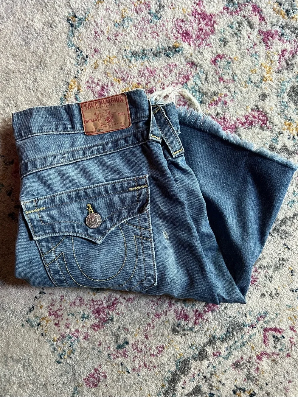 🔥🩵True Religion-Riley Baggy Boyfriend Oversized Jean Short🩵🔥